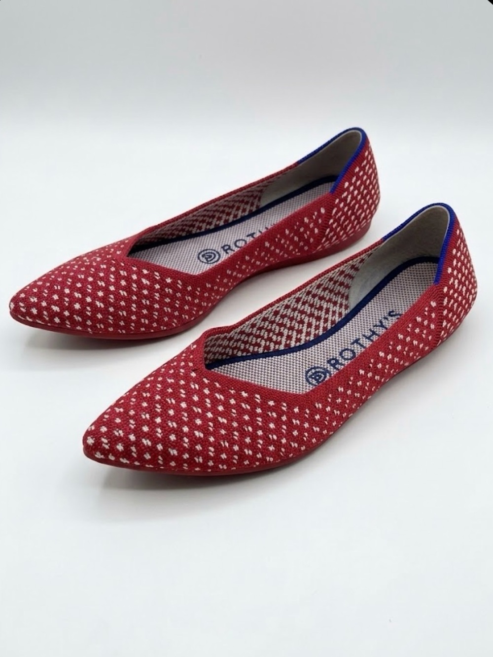 Rothy's The Point Red Apple Honeycomb Pointed Toe Flats Size 7.5